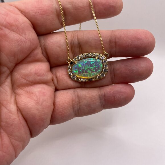 Melinda Maria Blue Opalescent Diamondette Pendant Necklace - Unique 18.5" #400 - Picture 2 of 6